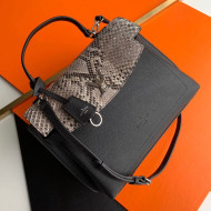 Louis Vuitton Lockme Ever MM Pythonskin Calfskin Top Handle Bag N97009 Black 2019
