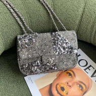 Chanel Crystal and Sequins Mini Flap Bag Silver 2022 01