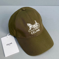 Celine Canvas Baseball Hat Green 2021 13