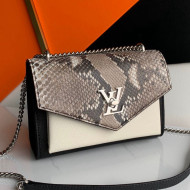 Louis Vuitton Mylockme BB Pythonskin Calfskin Shoulder Bag N97005 Black/White 2019