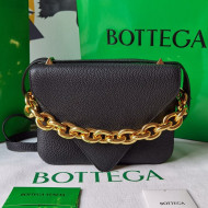 Bottega Veneta Mount Grained Calfskin Small Chain Envelope Bag Black 2021