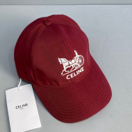 Celine Canvas Baseball Hat Red 2021 16