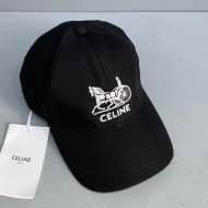 Celine Canvas Baseball Hat Black 2021 15
