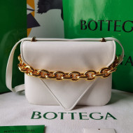 Bottega Veneta Mount Smooth Calfskin Small Chain Envelope Bag White 2021