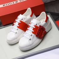 Roger Vivier Crystal Buckle Sneakers Red 2020