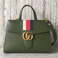 Gucci Web GG Marmont Medium Top Handle Bag 476472 Green 2017