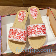 Louis Vuitton Crafty Lock It  Flat Slide Sandals Red/White 2020