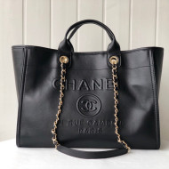Chanel Deauville Calfskin Large Shopping Bag A66941 All Black 2021 13
