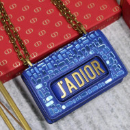 Dior Mini J'ADIOR  With Mosaic Of Mirrors Flap Bag In Blue Calfskin 2018