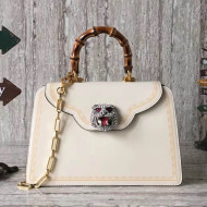 Gucci Frame Print Leather Top Handle Bag 495881 White 2017