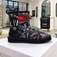 Dior Wool Flat Short Boots in I love You Calfskin Black 2020