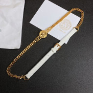 Versace Leather Chain Belt 1.5cm White/Gold 2021