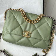Chanel 19 Lambskin Large Flap Bag AS1161 Olive Green 2021 TOP