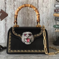 Gucci Frame Print Leather Small Top Handle Bag 488667 Black 2017