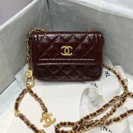 Chanel Shiny Crumpled Calfskin Mini Belt Bag A81035 Burgundy 2020