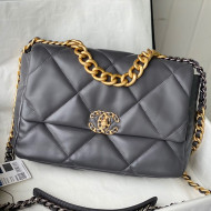 Chanel 19 Lambskin Large Flap Bag AS1161 Steel Gray 2021 TOP