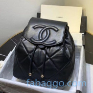 Chanel Lambskin CC Drawstring Backpack AS1526 Black 2020