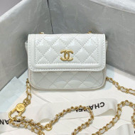 Chanel Shiny Crumpled Calfskin Mini Belt Bag A81035 White 2020