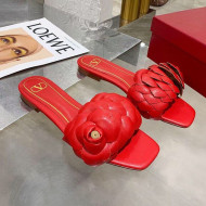 Valentino Atelier Shoe 03 Rose Edition Kidskin Flat Slide Sandal Red 2020