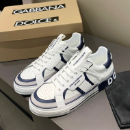 Dolce&Gabbana Men's Silky Calfskin Sneakers White/Navy Blue 03 2021