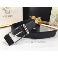 Versace Calfskin Belt 3.5cm with Sqaure Buckle Black 2021 04