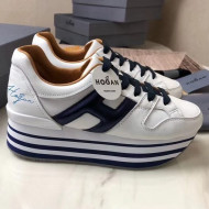 Hogan Calfskin Maxi H222 Sneaker White/Dark Blue 2018