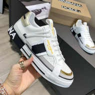 Dolce&Gabbana Men's Silky Calfskin Sneakers White/Gold 06 2021