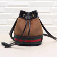 Gucci Suede with Web Mini Bucket Bag 550620 Brown 2018