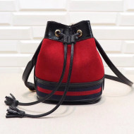 Gucci Suede with Web Mini Bucket Bag 550620 Red 2018