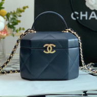 Chanel Lambskin Small Vanity Case AS2630 Navy Blue 2021