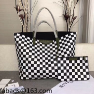 Givenchy Checker Calfskin Tote Bag 38cm White/Black 8841 09