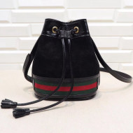 Gucci Suede with Web Mini Bucket Bag 550620 Black 2018