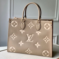 Louis Vuitton OnTheGo MM Tote Bag in Monogram Leather M45494 Gray 2020