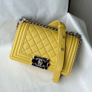 Chanel Grained Calfskin Small Boy Flap Bag A67085 Yellow/Silver 2021