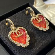 Chanel Heart Short Earrings Red 2021 01