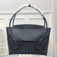 Bottega Veneta Arco Large Bag in Smooth Maxi Woven Calfskin Navy Blue 2019