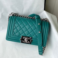 Chanel Grained Calfskin Small Boy Flap Bag A67085 Green/Silver 2021
