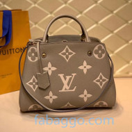 Louis Vuitton Montaigne MM Top Handle Bag in Monogram Leather M45488 Gray 2020