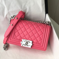 Chanel Grained Calfskin Small Boy Flap Bag A67085 Pink/Silver 2021