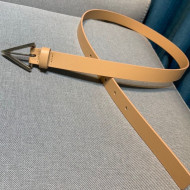 Bottega Veneta Calfskin Belt 2cm with Triangular Buckle Nude/Silver 2021