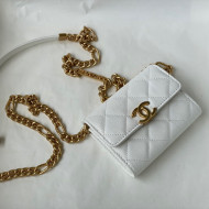 Chanel Grained Calfskin Clutch with Chain AP2335 White 2021