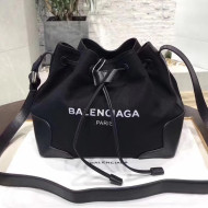 Balenciaga Denim Navy Cabas Bucket Bag Black 2017