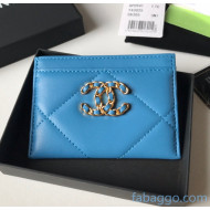 Chanel Maxi-Quilted Lambskin Card Holder AP0941B Blue 2021