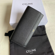 Celine Large Flap Wallet in Palm-Grained Calfskin Black 2022 4148
