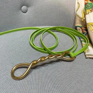 Bottega Veneta Calfskin Belt 1.6cm with Twisted Buckle Green 2021