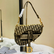 Dior Medium Saddle Bag in Brown Oblique Embroidered Velvet 2020
