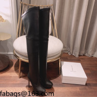 Casadei Leather Over-Knee High Platform Boots Black 2021
