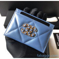 Chanel Quilted Lambskin Card Holder AP1167 Blue 2021