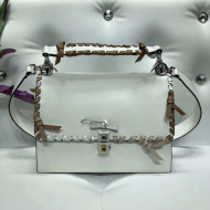 Fendi Calfskin KAN I Bag with Leather Threading and Bows White 2018