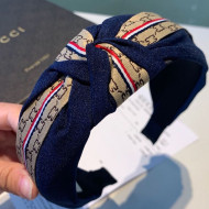 Gucci GG Web Fabric Headband Navy Blue 2019